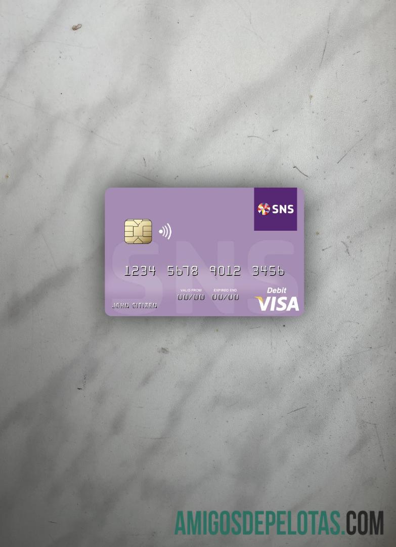 Cartão de Débito Visa do Banco SNS da Holanda Photolook Front exemplo real